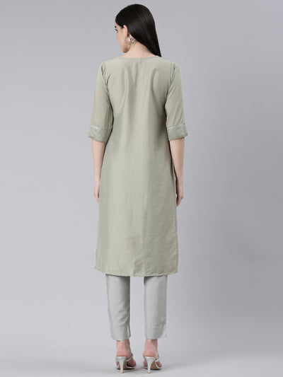 Neeru's Gold Regular Straight Woven Design Kurtas