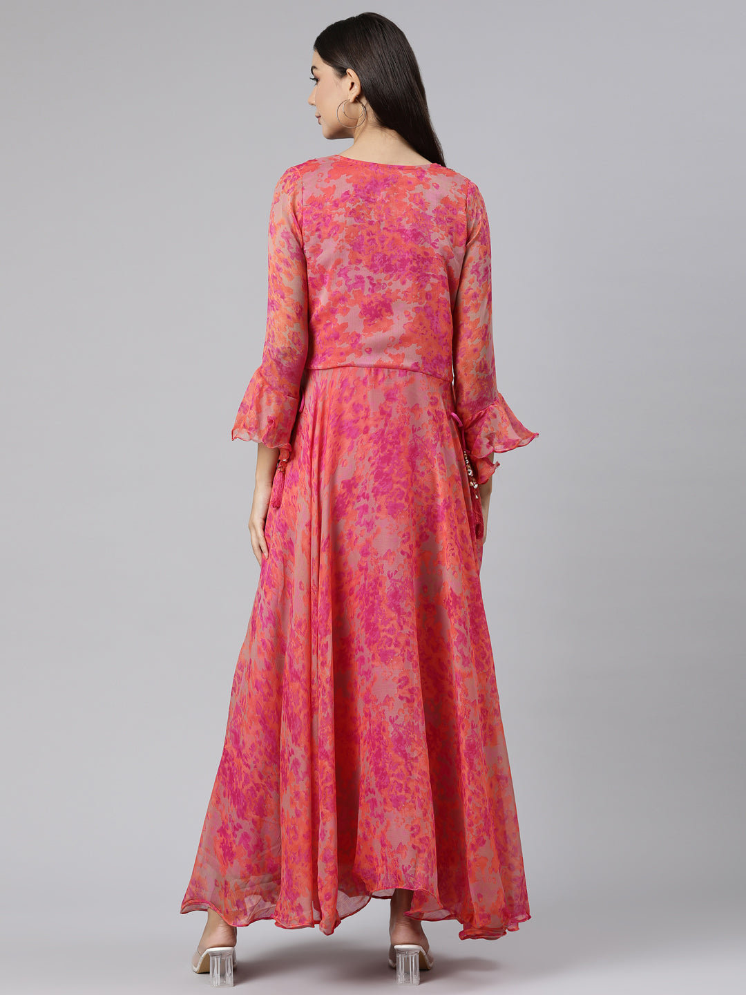 Neeru's Pink Straight Casual Floral Dresses