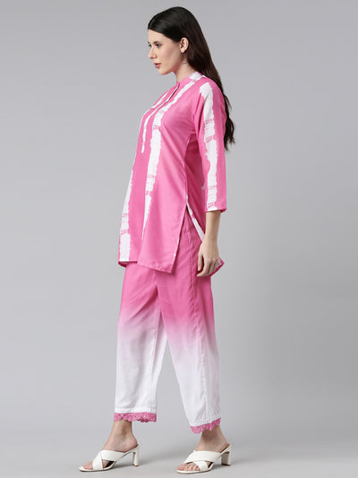 Neeru's Pink Color Straight Kurta With Trouser