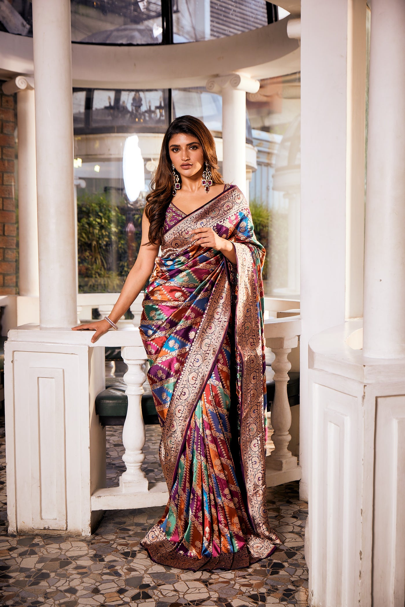 NEERU'S MULTICLOR COLOR ETHNIC MOTIFS BANARAS SILK SAREE