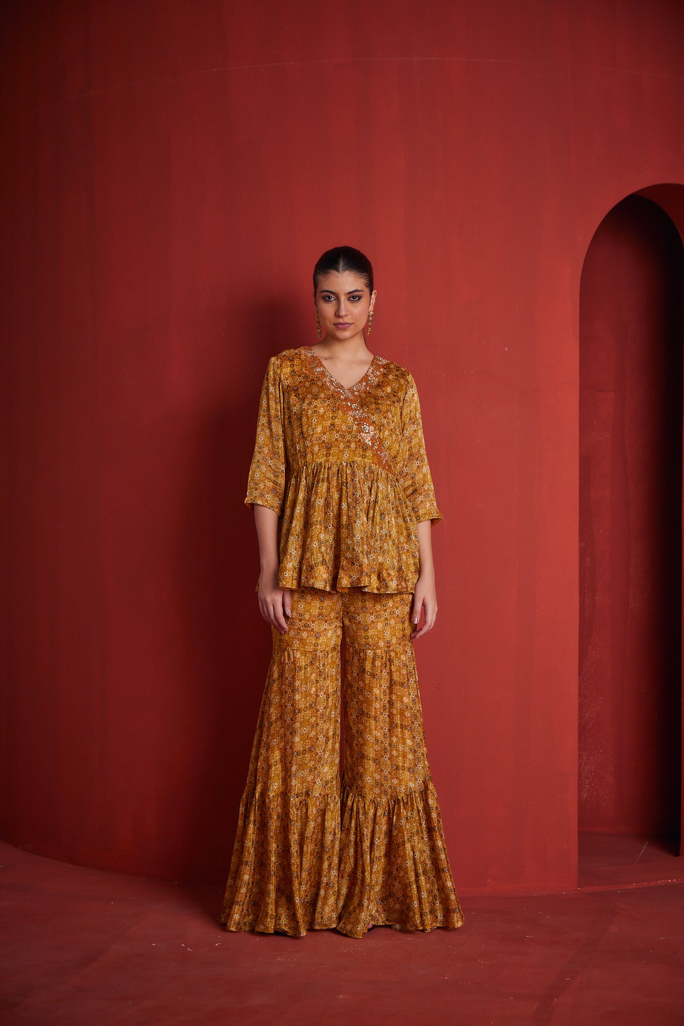 Neeru's Women Mustard Colour Suit Set