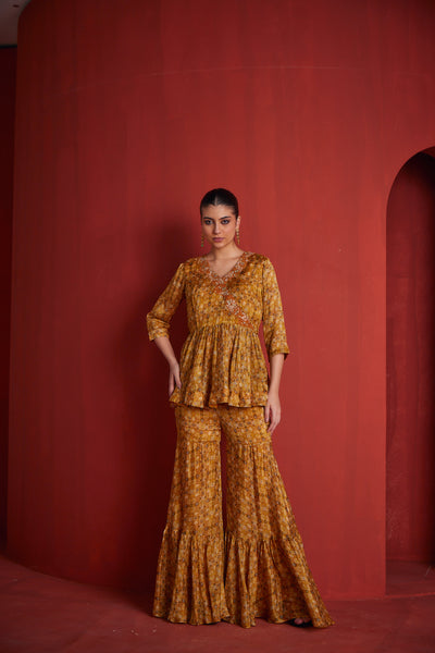 Neeru's Women Mustard Colour Suit Set