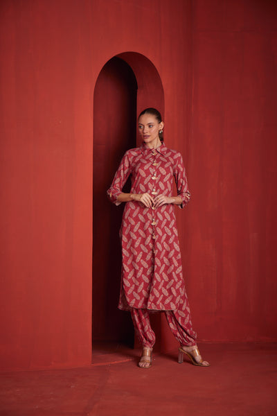 Neeru's Womens Tomato Color Rayon Fabric Kurta Salwar