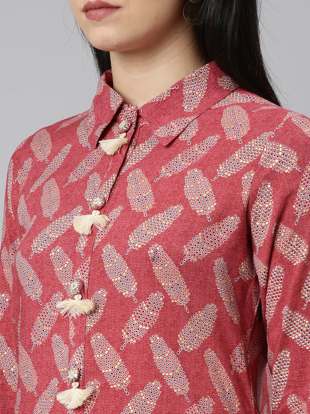 Neeru's Maroon Regular Straight Printed Kurta And Salwar