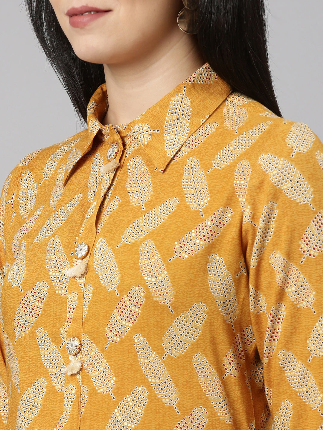 Neeru's Mustard Regular Straight Printed Kurta And Salwar