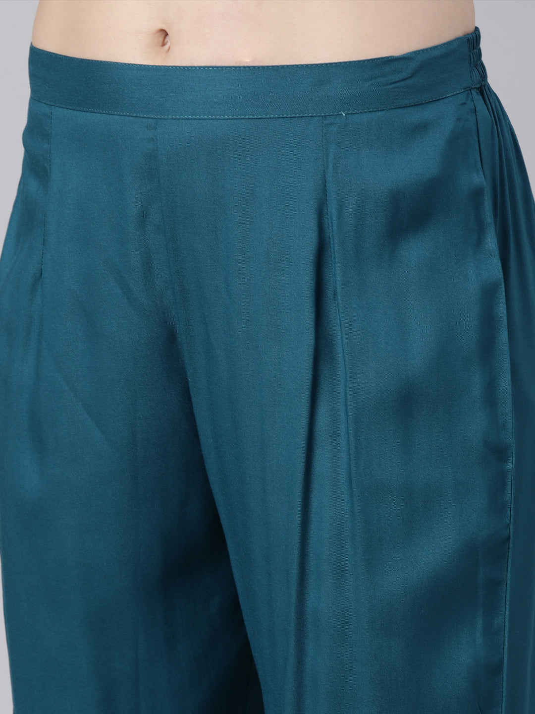 Neerus Blue Regular Straight Solid Kurta And  Trousers