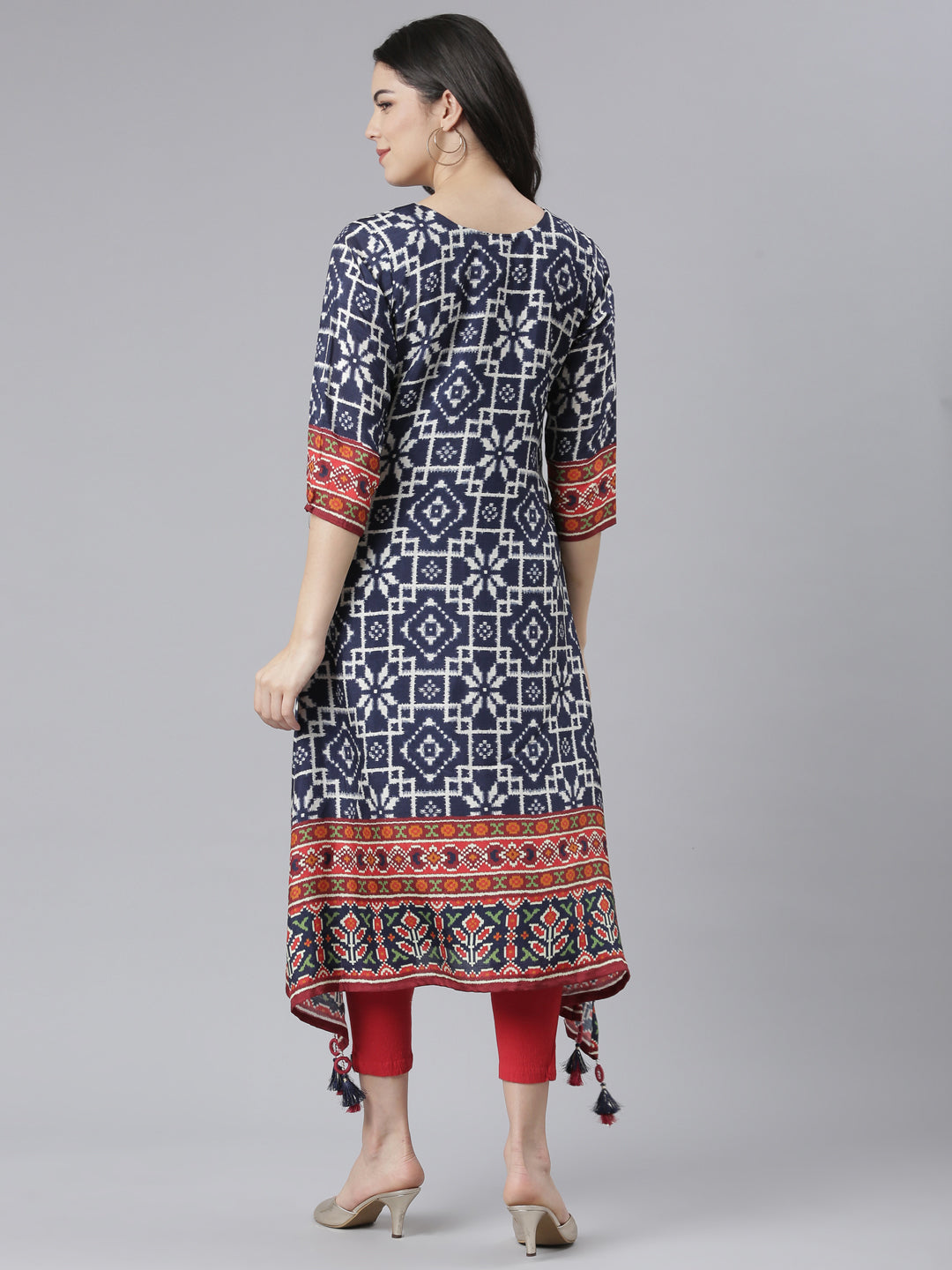 Neeru's Blue Regular High-Low Kurtas