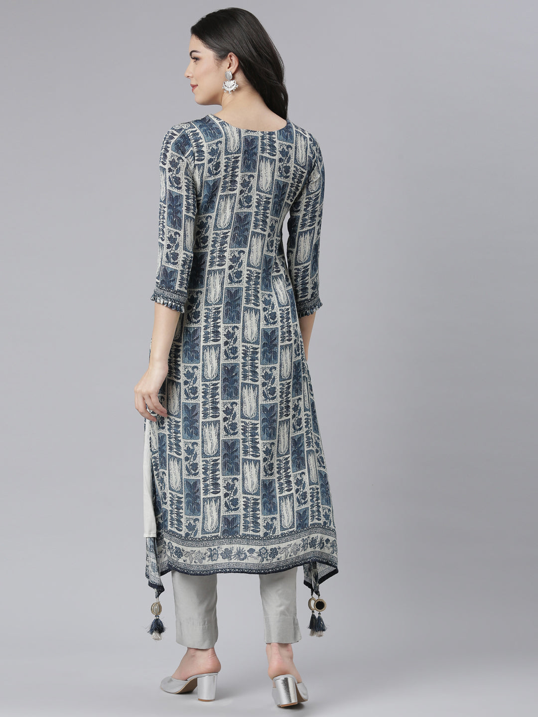 Neeru's Blue Regular A-Line Tribal Kurtas