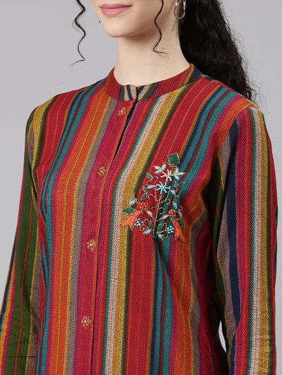 Neerus Multi Straight Casual Striped Kurtas