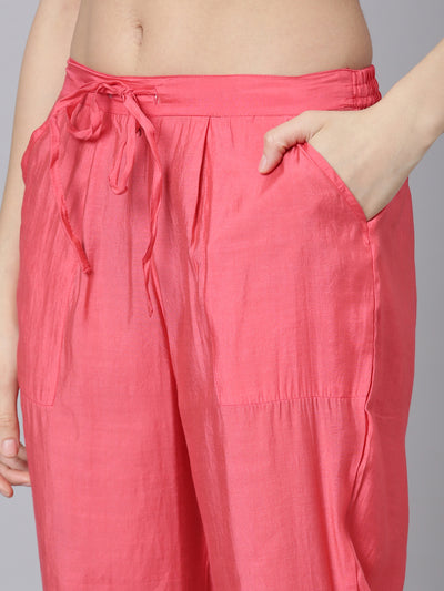 Neerus Coral Regular Straight Floral Kurta And Trousers With Dupatta