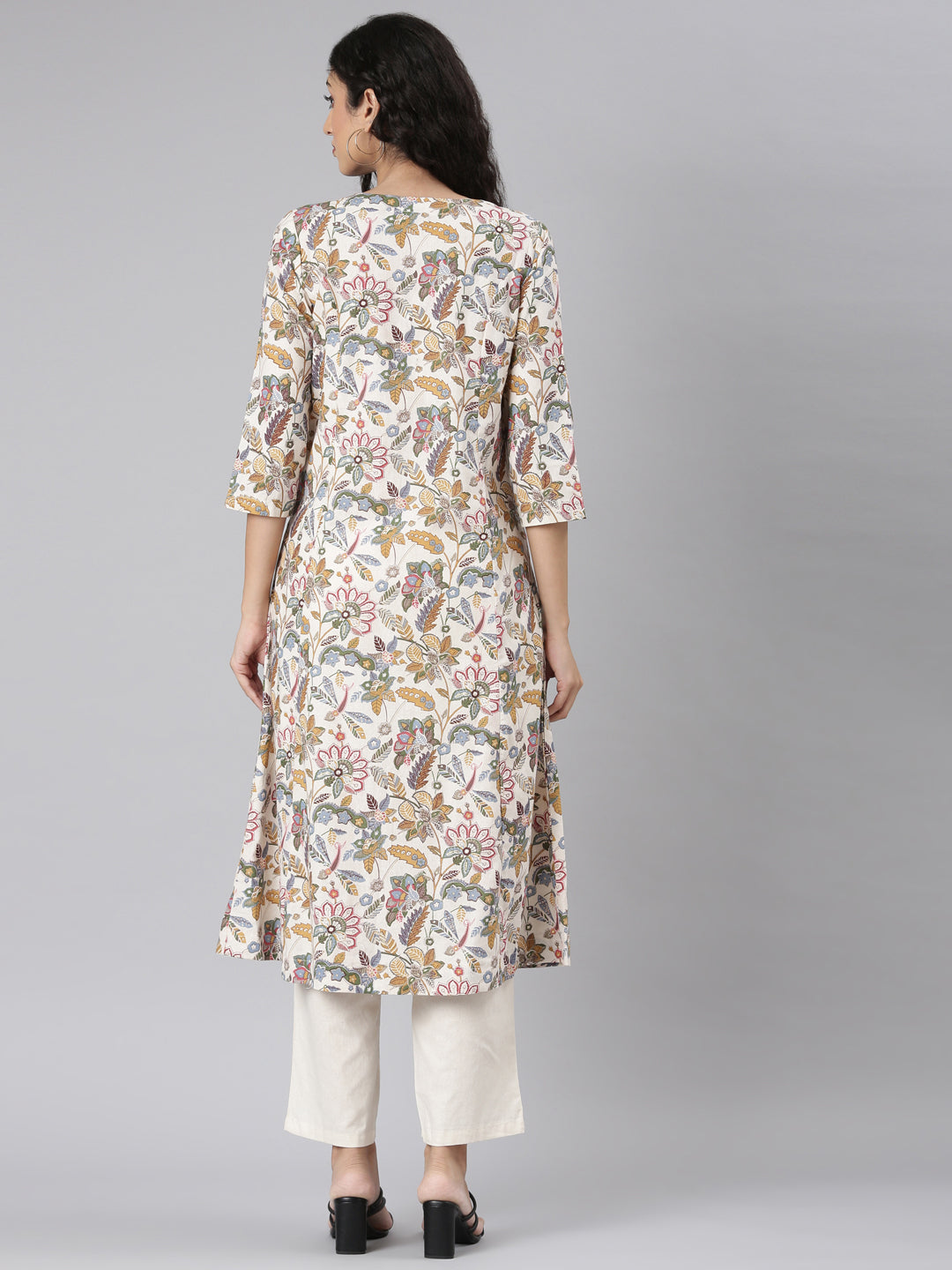 Neerus Multi Straight Casual Floral Kurta and Trouser.