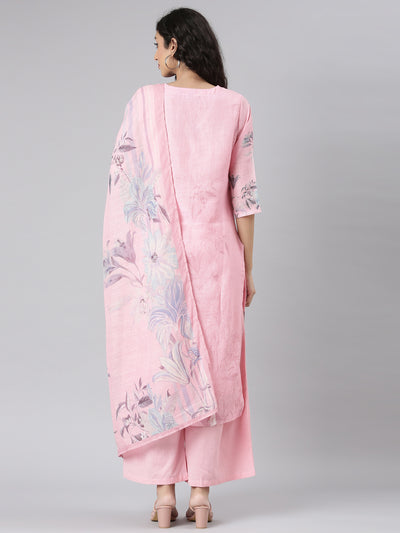 Neerus Rose Straight Casual Floral Kurta and plazzo with Dupatta