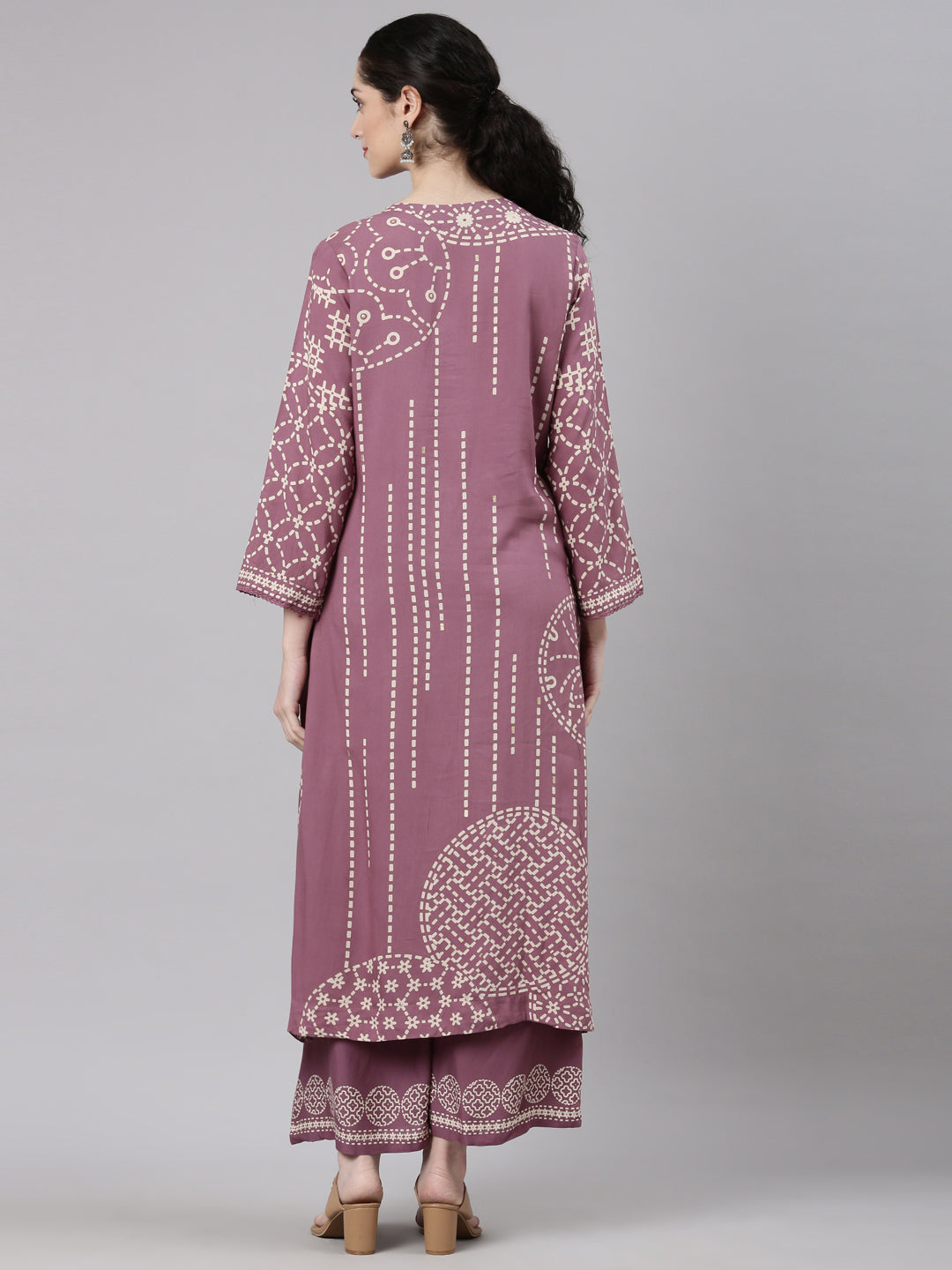 Neerus Purple Straight Casual Kurta and Plazzo