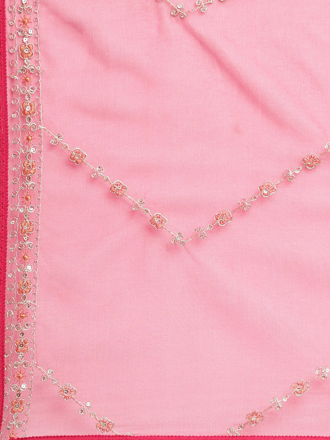 Neeru's Pink Regular Straight Printed Kurta And Trousers With Dupatta