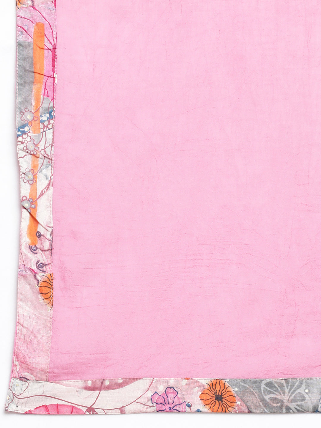 Neerus Pink Panelled Straight Printed Kurta And Trousers With Dupatta