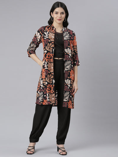 Neeru's Black Regular Straight Tribal Top And Salwar With Jacket