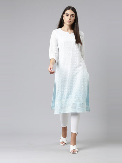 Neeru's Ferozi Color Chiken Fabric Kurta