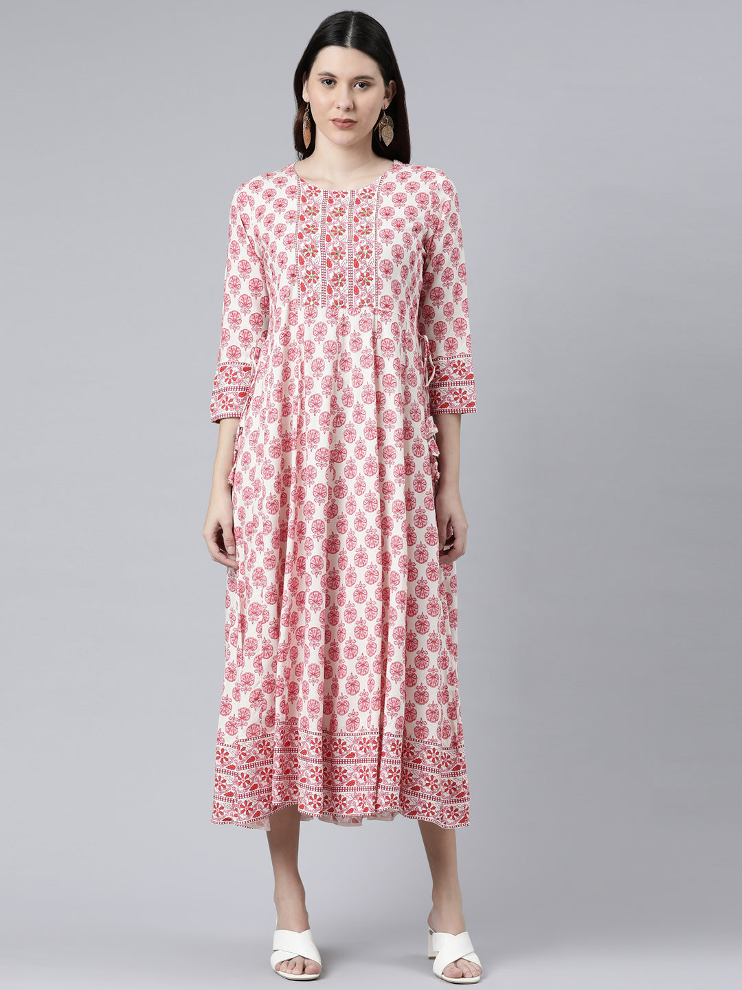 Neeru's Pink Color Rayon Fabric Dress