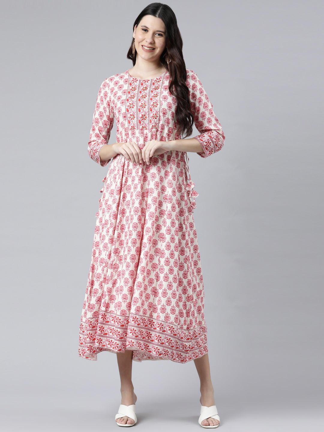 Neeru's Pink Color Rayon Fabric Dress