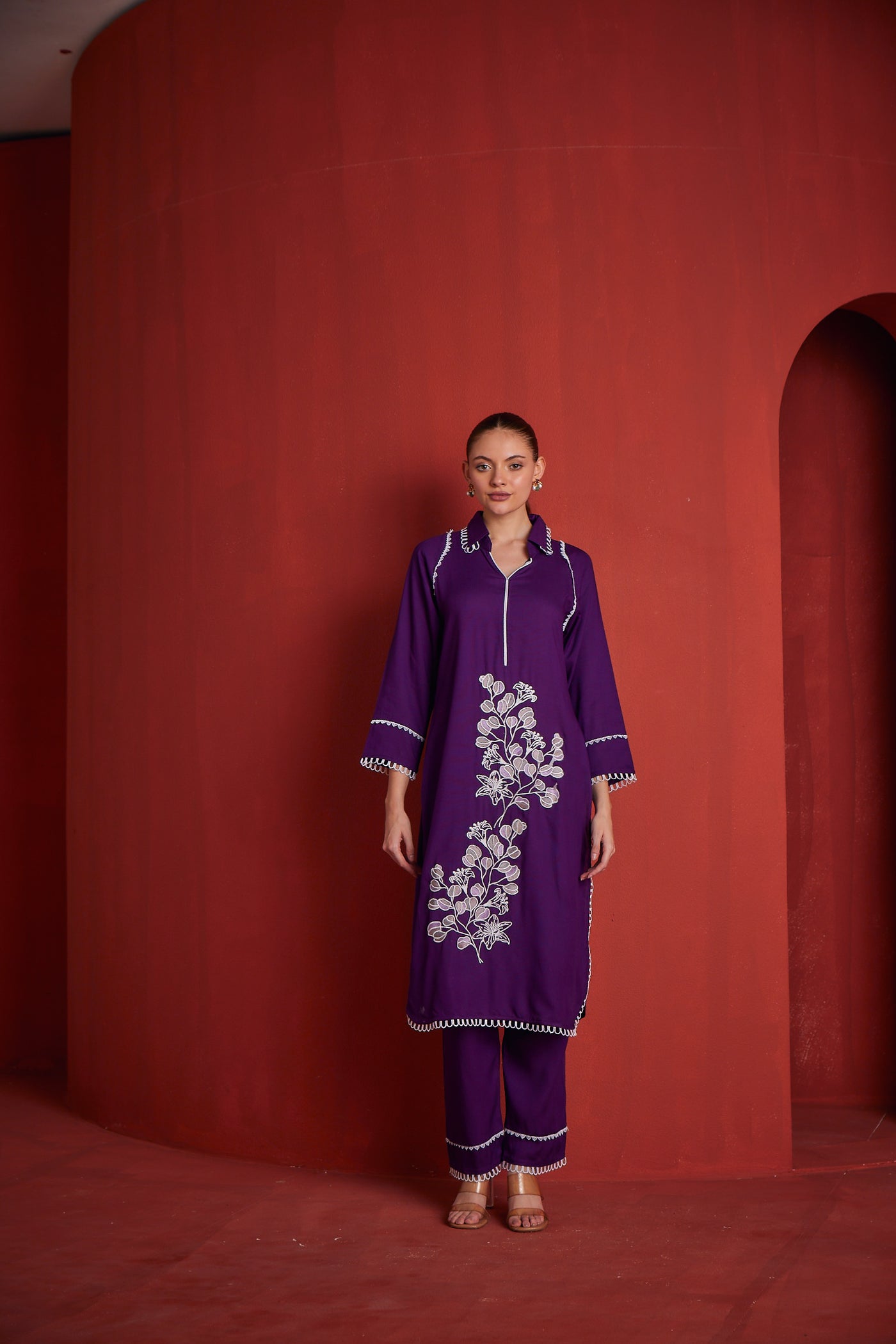 Neeru's Womens Purple Colour Kurta Set