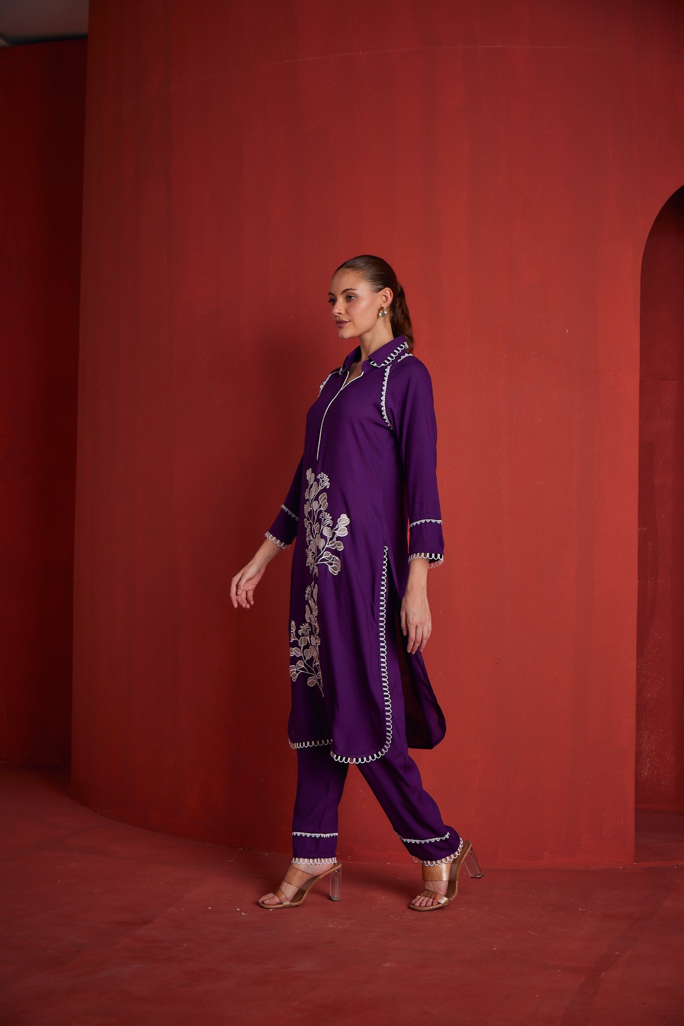 Neeru's Womens Purple Colour Kurta Set