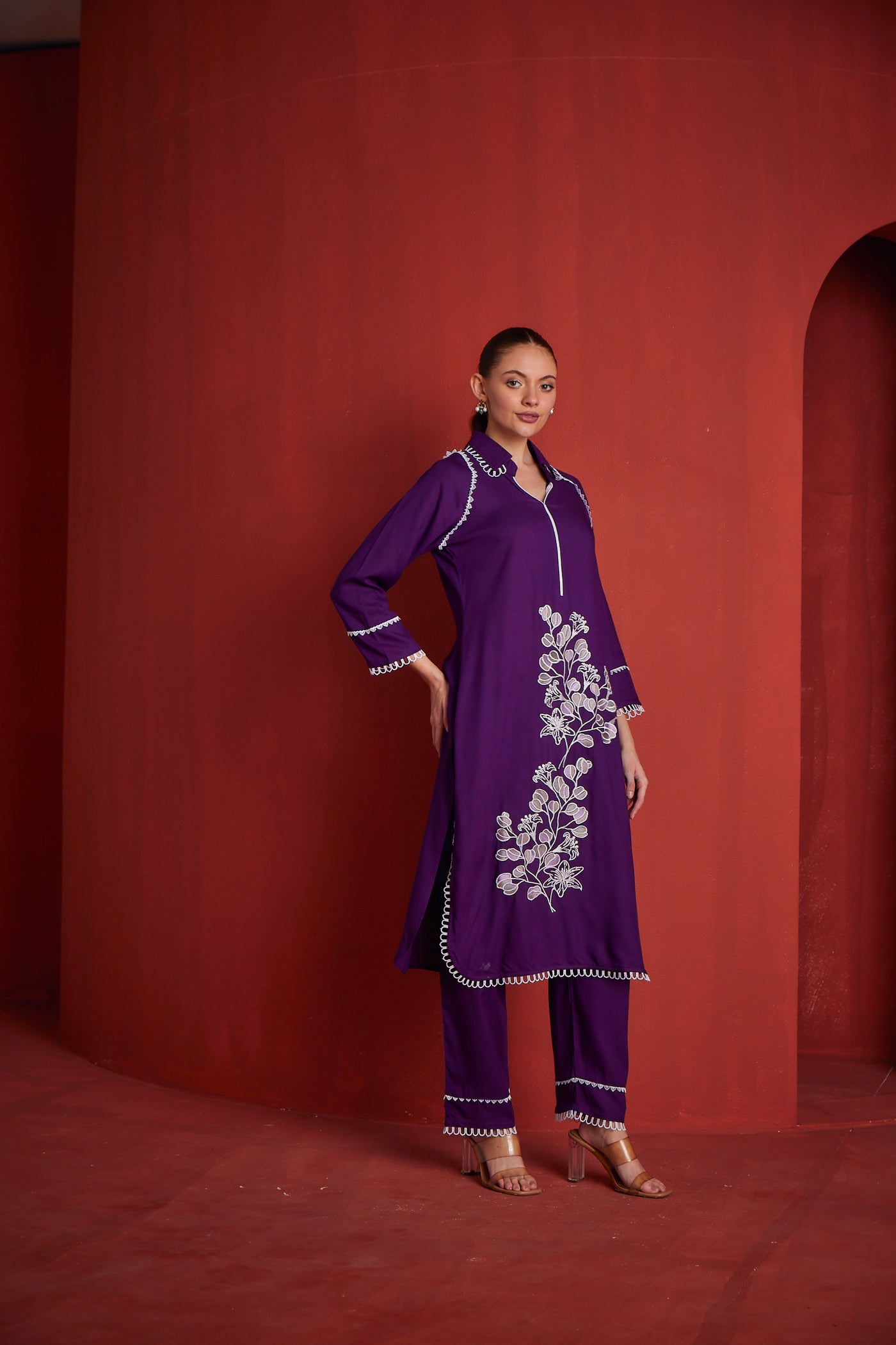 Neeru's Womens Purple Colour Kurta Set