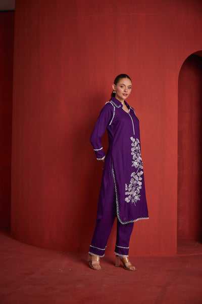 Neeru's Womens Purple Colour Kurta Set