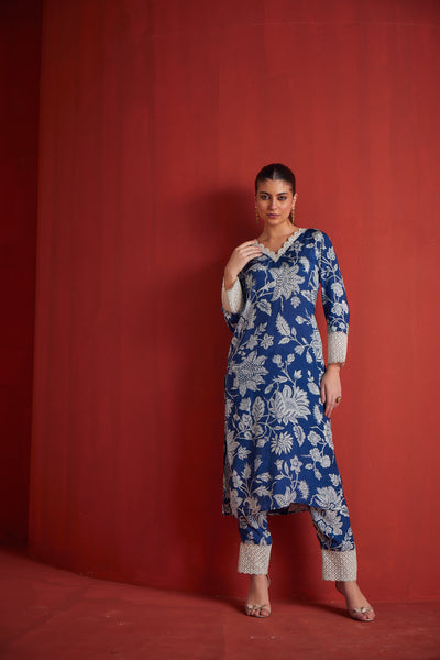 Neeru's Womens Indigo Kurta Set