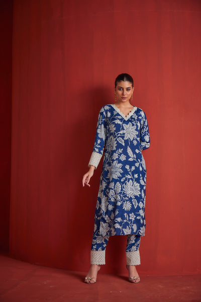 Neeru's Womens Indigo Kurta Set