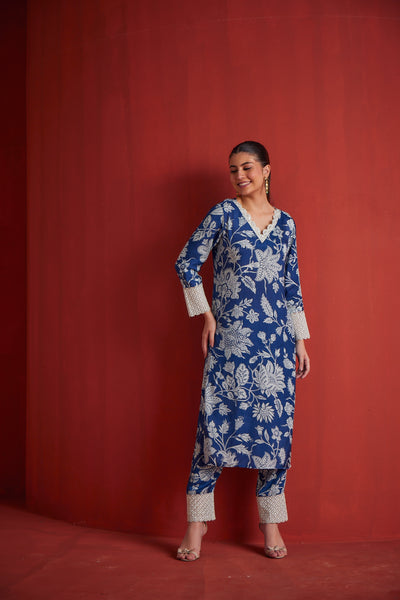 Neeru's Womens Indigo Kurta Set