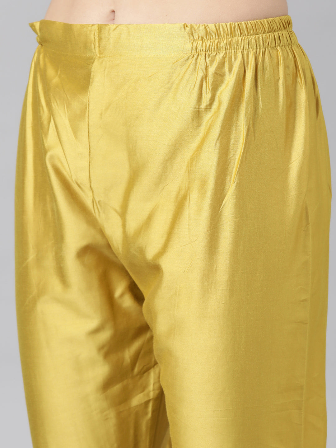 Neerus Mustard Regular Straight Solid Kurta And Trousers With Dupatta