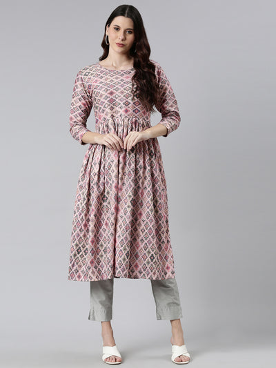 Neeru's Pink Color Rayon Fabric Printed Kurta