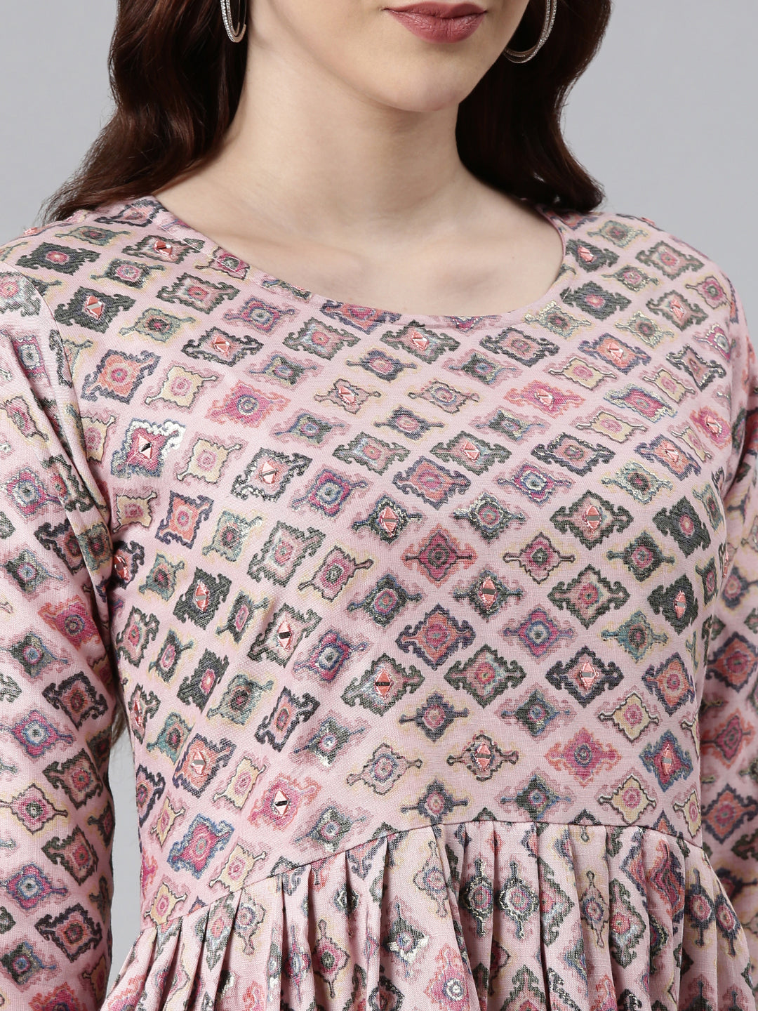 Neeru's Pink Color Rayon Fabric Printed Kurta