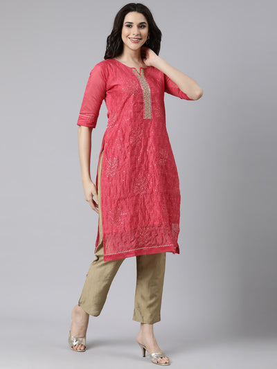 Neerus Multi Regular Straight Floral Kurta And  Trousers With Dupatta