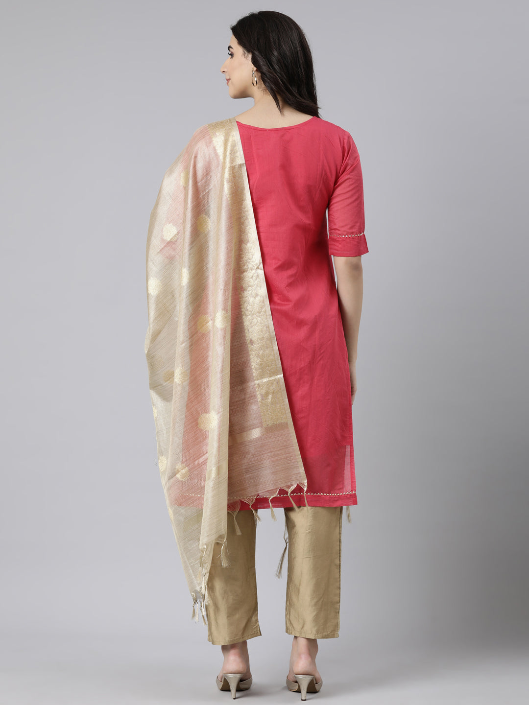 Neerus Multi Regular Straight Floral Kurta And  Trousers With Dupatta