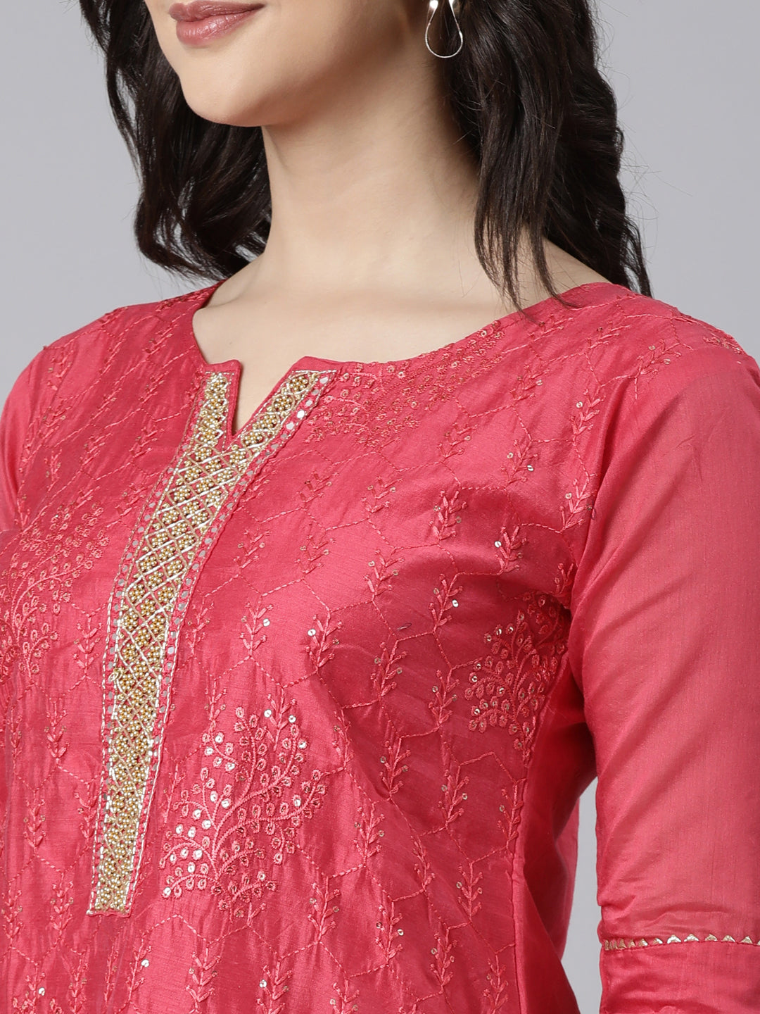 Neerus Multi Regular Straight Floral Kurta And  Trousers With Dupatta