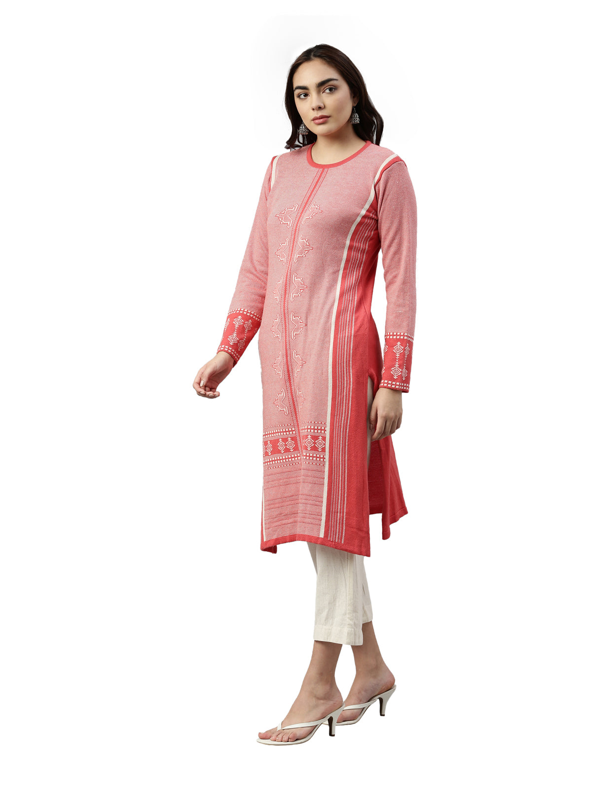 Neeru's Winter Wear Woven Design Acrylic Kurta For Women