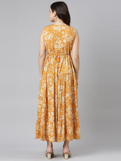 Neeru's Gold Straight Casual Printed Gown