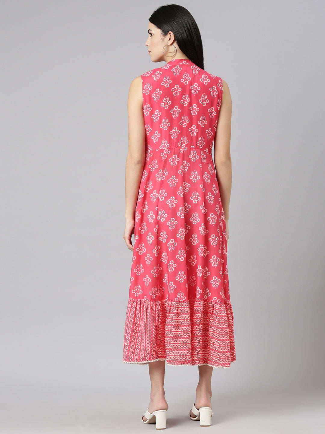 Neeru's Pink Straight Casual Printed Dress