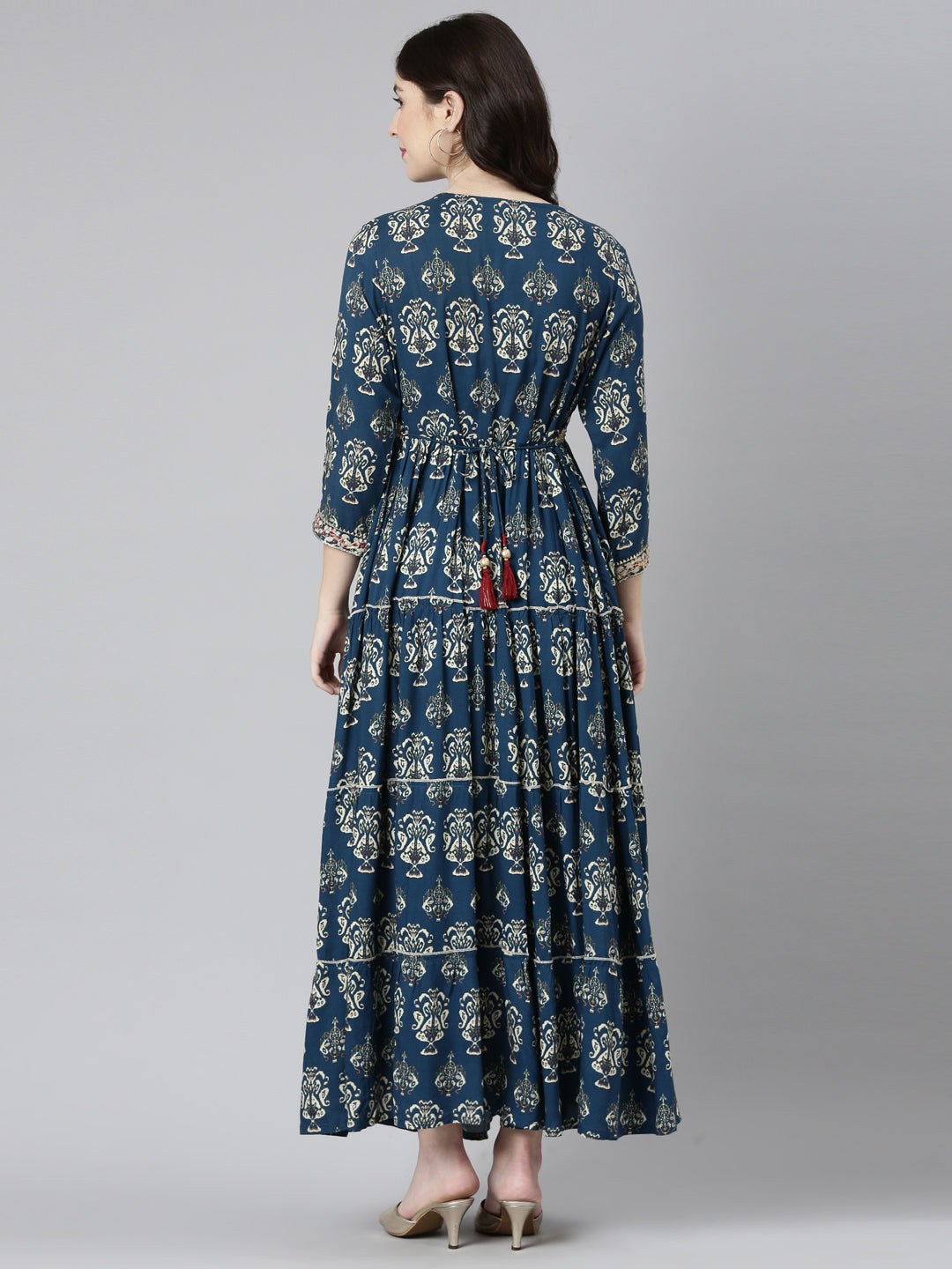 Neeru's Blue Straight Casual Printed Gown