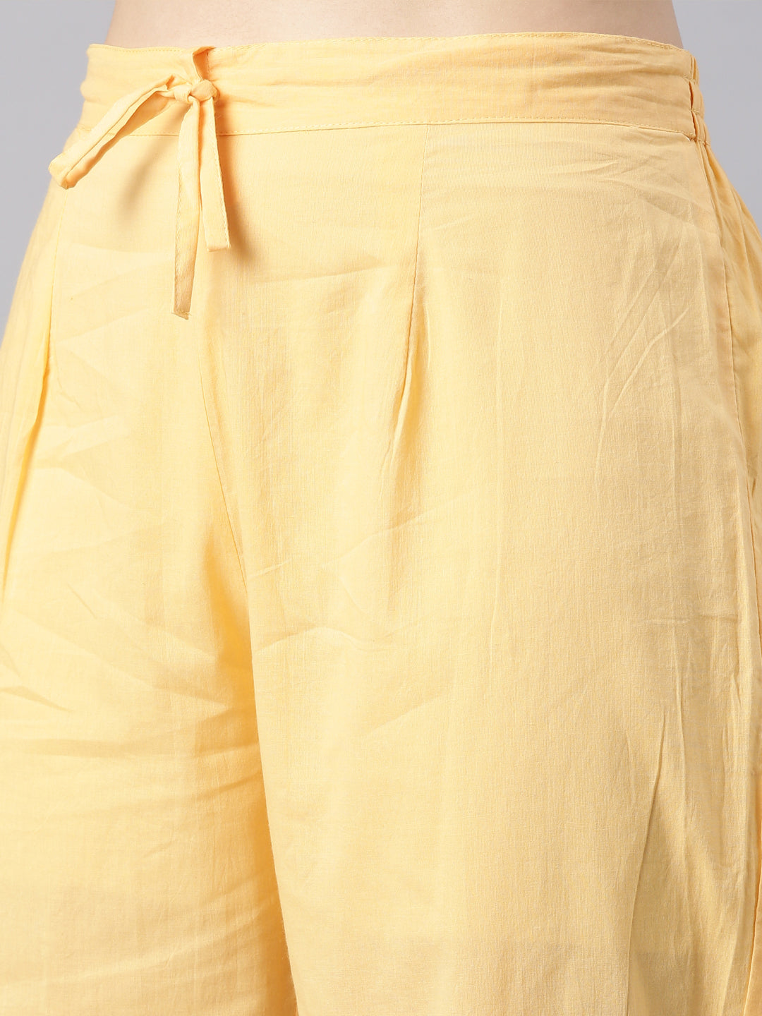 Neerus Orange Panelled Straight Kurta and Trousers With Dupatta