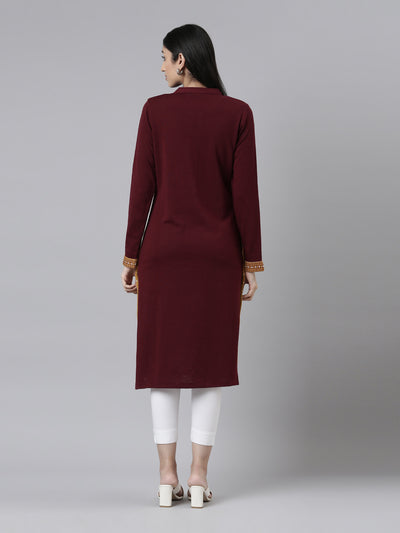 Neerus Maroon Color Winter Wear Kurtha