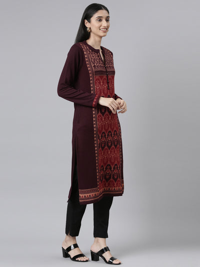 Neeru's Winter Wear Woven Design Acrylic Kurta For Women