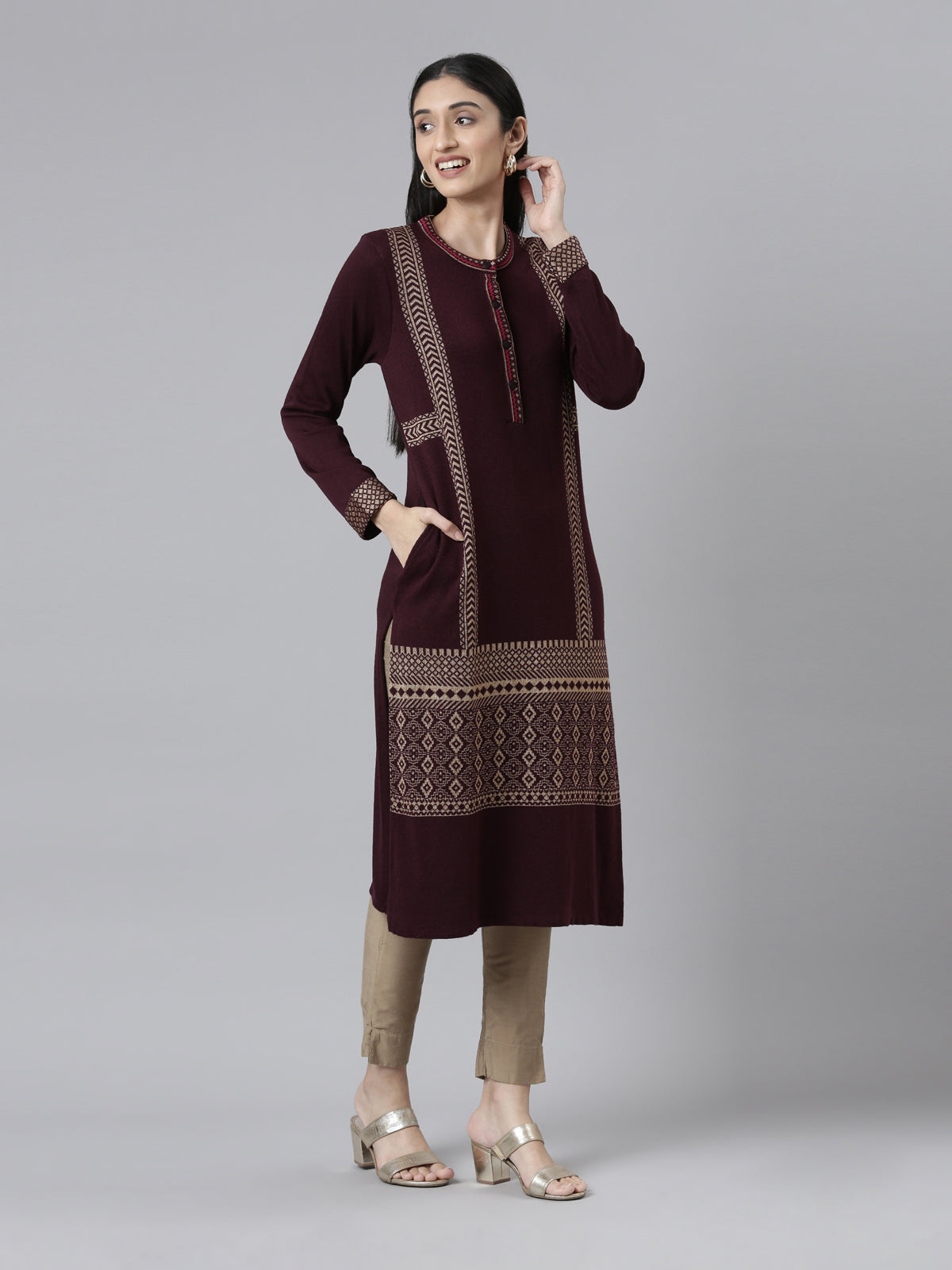 Neeru's Women Woven Design Acrylic Kurta