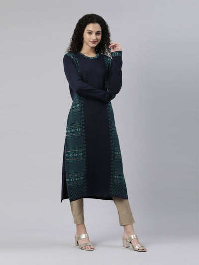 Neeru's Winter Wear Woven Design Acrylic Kurta For Women