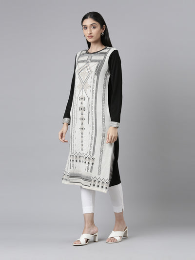 Neeru's Winter Wear Woven Design Acrylic Kurta For Women