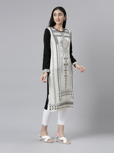 Neeru's Winter Wear Woven Design Acrylic Kurta For Women