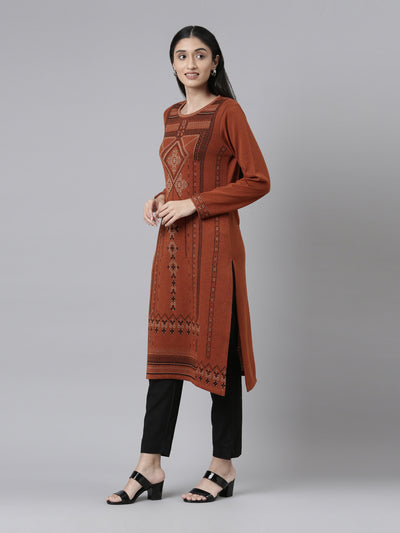 Neeru's Winter Wear Woven Design Acrylic Kurta For Women