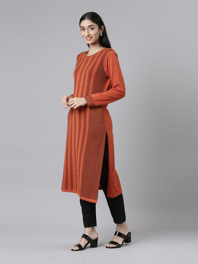 Neeru's Winter Wear Woven Design Acrylic Kurta For Women