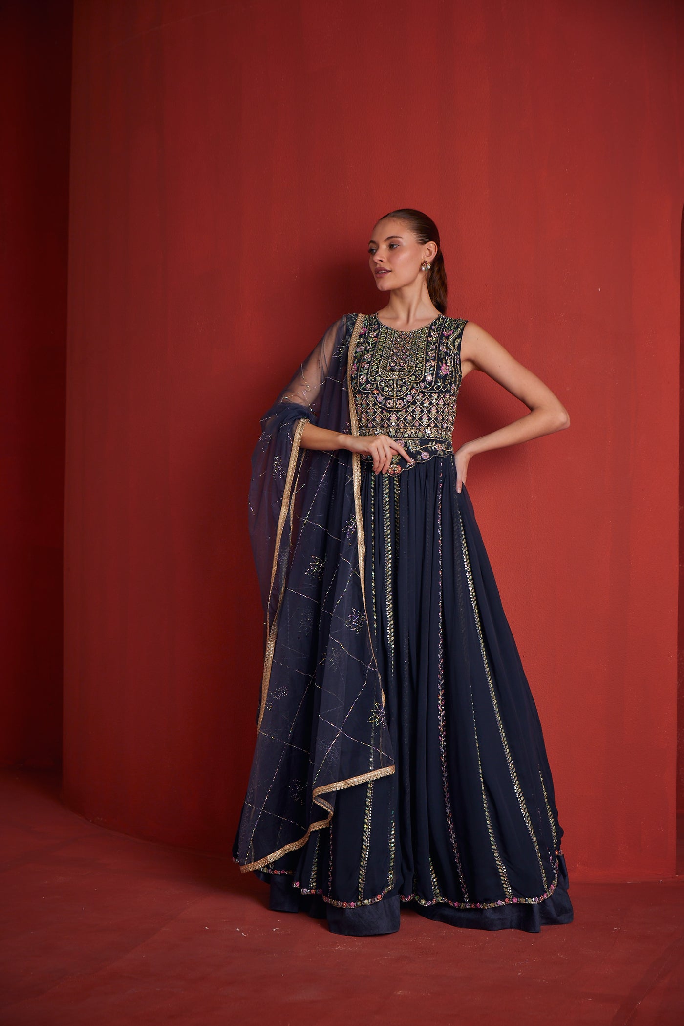 Neeru's Womens Navy Bule Gown